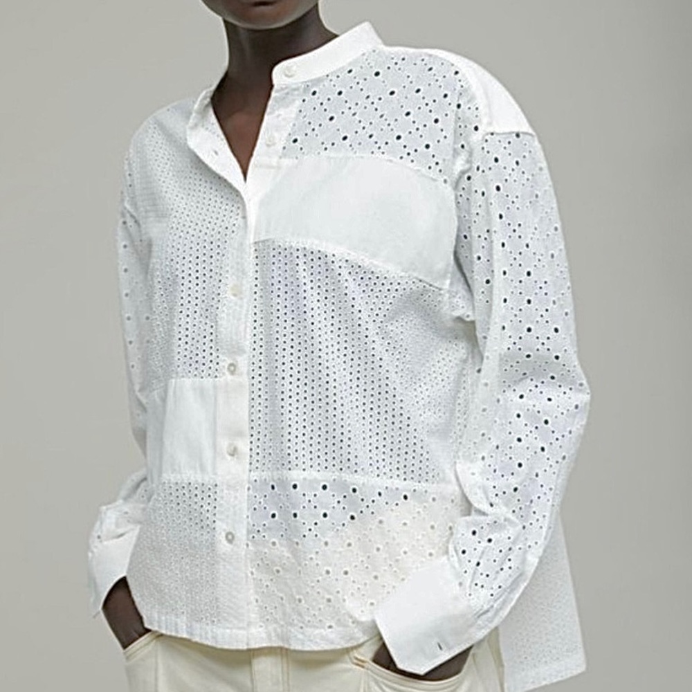 Closed, Nwot Eyelet Patchwork Button Down. White,… - image 2